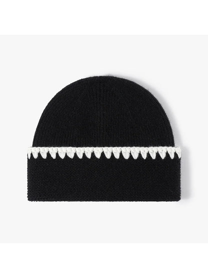 Haila - Contrast Trim Fold-Over Knit Beanie