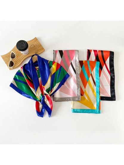 Scarvii - Colorblock Geometric Pattern Square Scarf