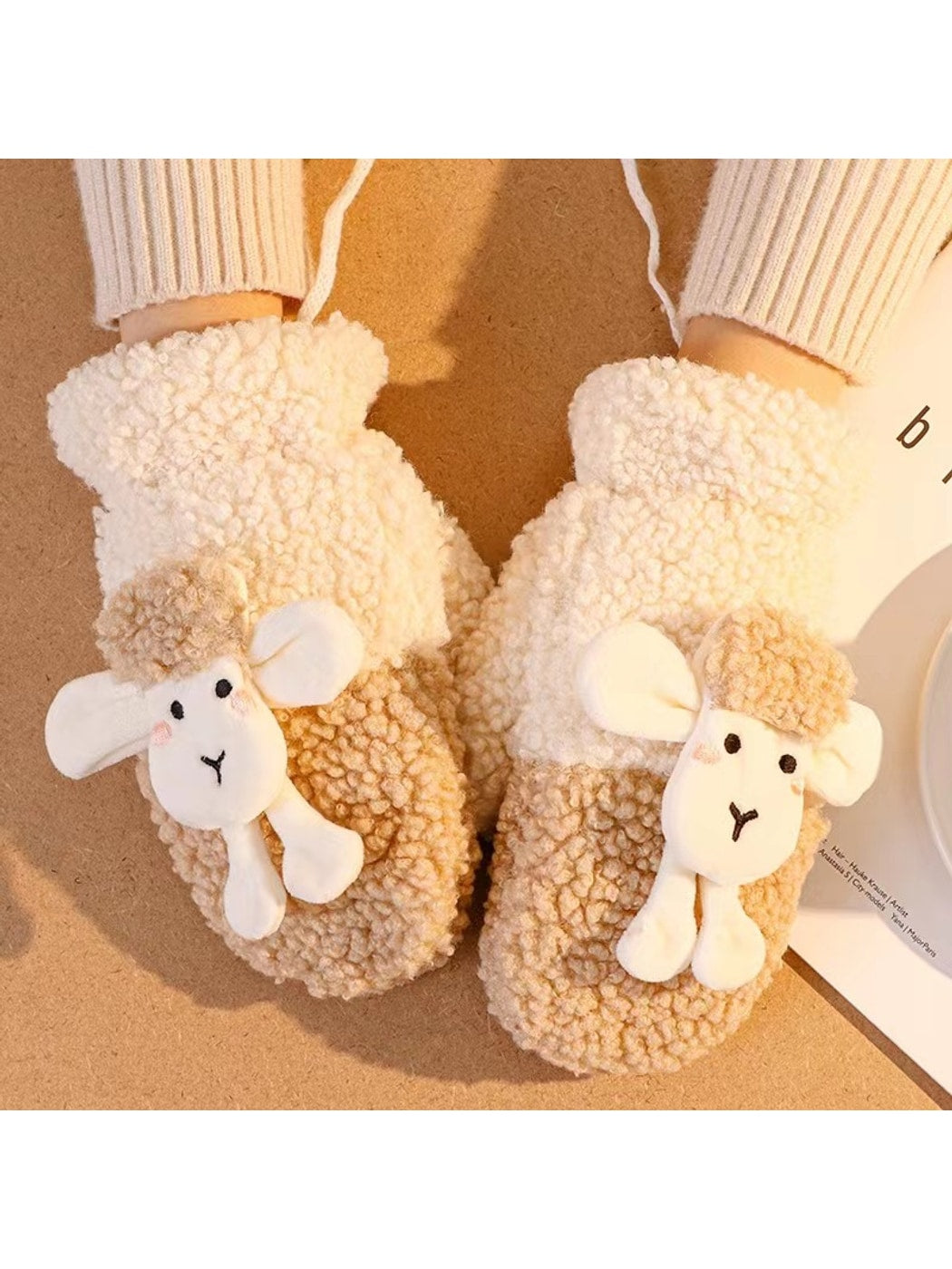 Gloving - Cartoon Lamb Slip-On Plush Winter Mittens