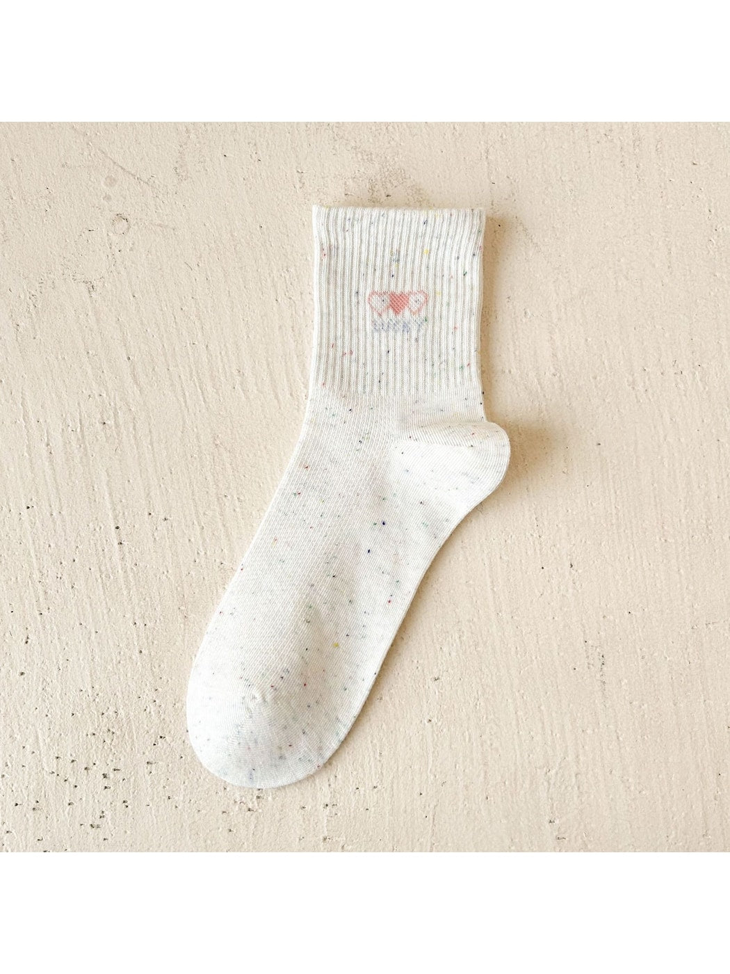 Rufia - Simple Cartoon Pattern Heathered Crew Socks