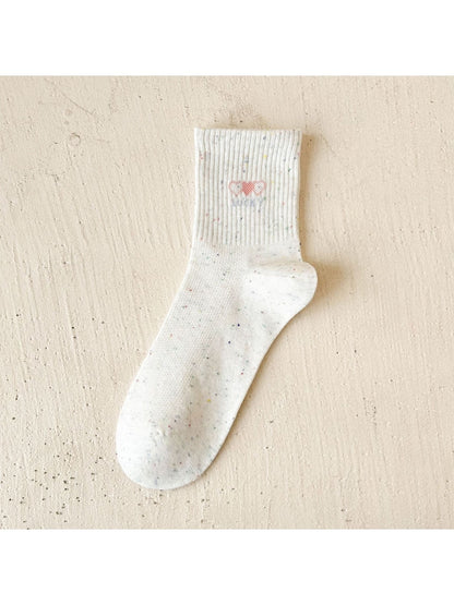Rufia - Simple Cartoon Pattern Heathered Crew Socks