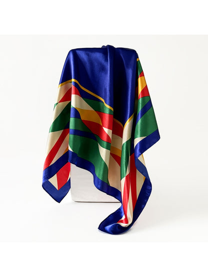 Scarvii - Colorblock Geometric Pattern Square Scarf