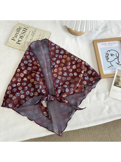 Scarvii - Floral Wavy Stitched-Edge Scarf