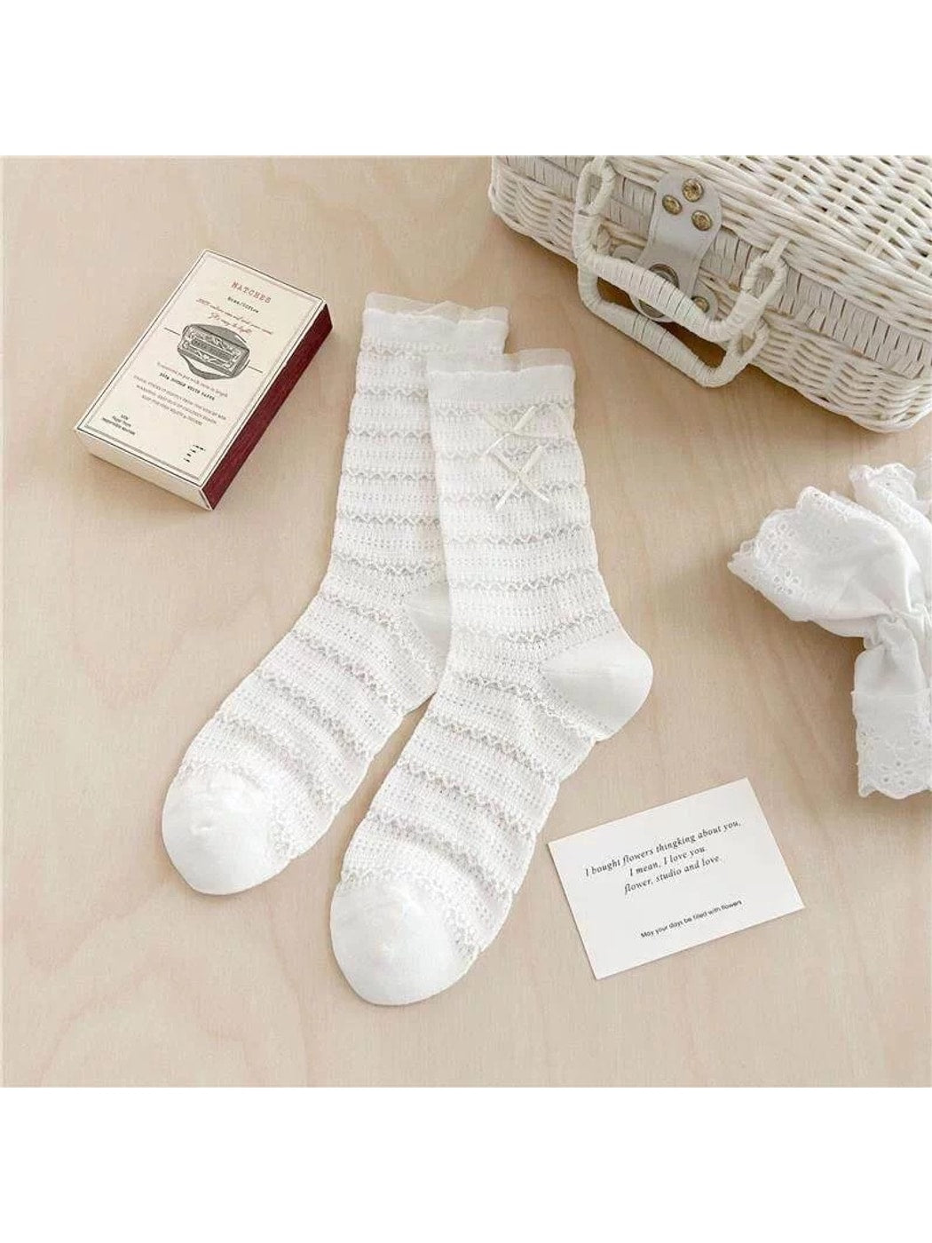 Rufia - Bow Detail Ruffled Style Crew Socks