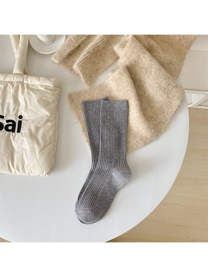 Rufia - Classic Solid Ribbed Crew Socks