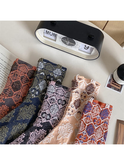 Rufia - Vintage Floral Pattern Lace Crew Socks