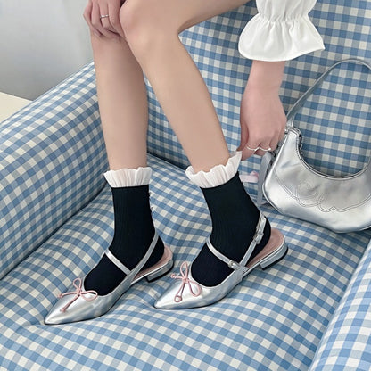 Rufia - Sheer Mesh Panel Socks with Bow Detail