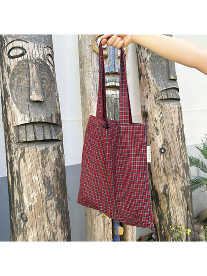 Cosbai - Classic Plaid Everyday Tote Bag