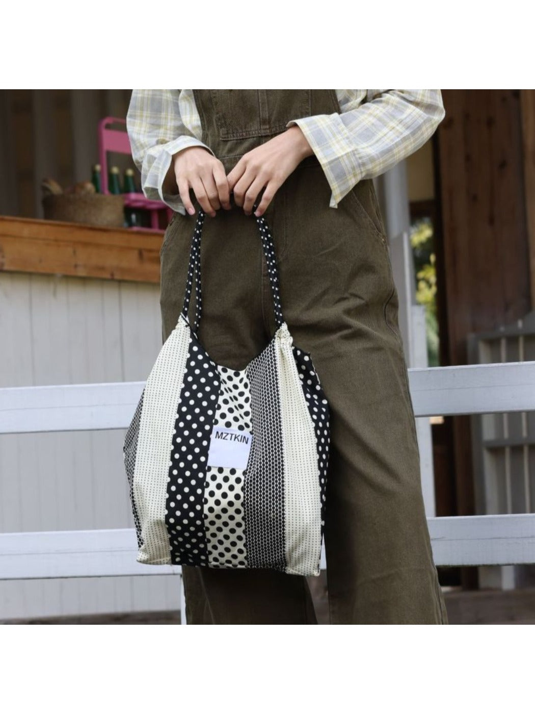 Cosbai - Boho Color-Block Fabric Crossbody Bag