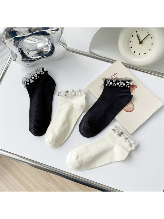 Rufia - Solid Color Ruffle Ankle Socks