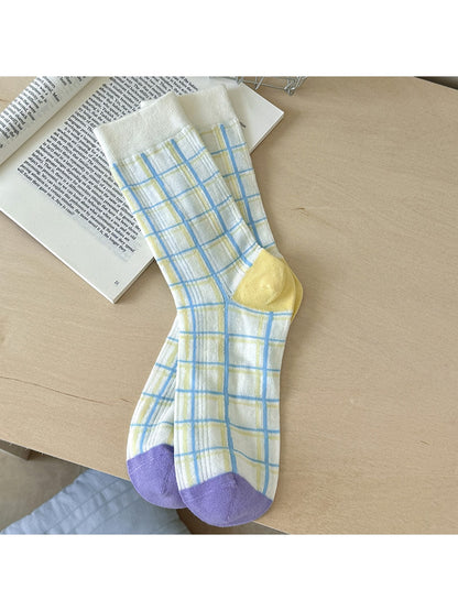 Rufia - Retro Mixed Pattern Casual Crew Socks