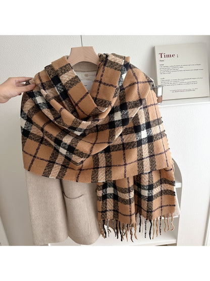 Scarvii - Double-Sided Plaid Fringed Winter Scarf