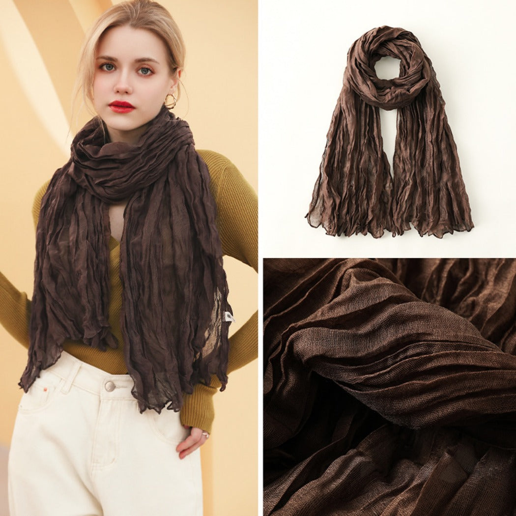 Scarvii - Solid Color Lightweight Ruched Scarf