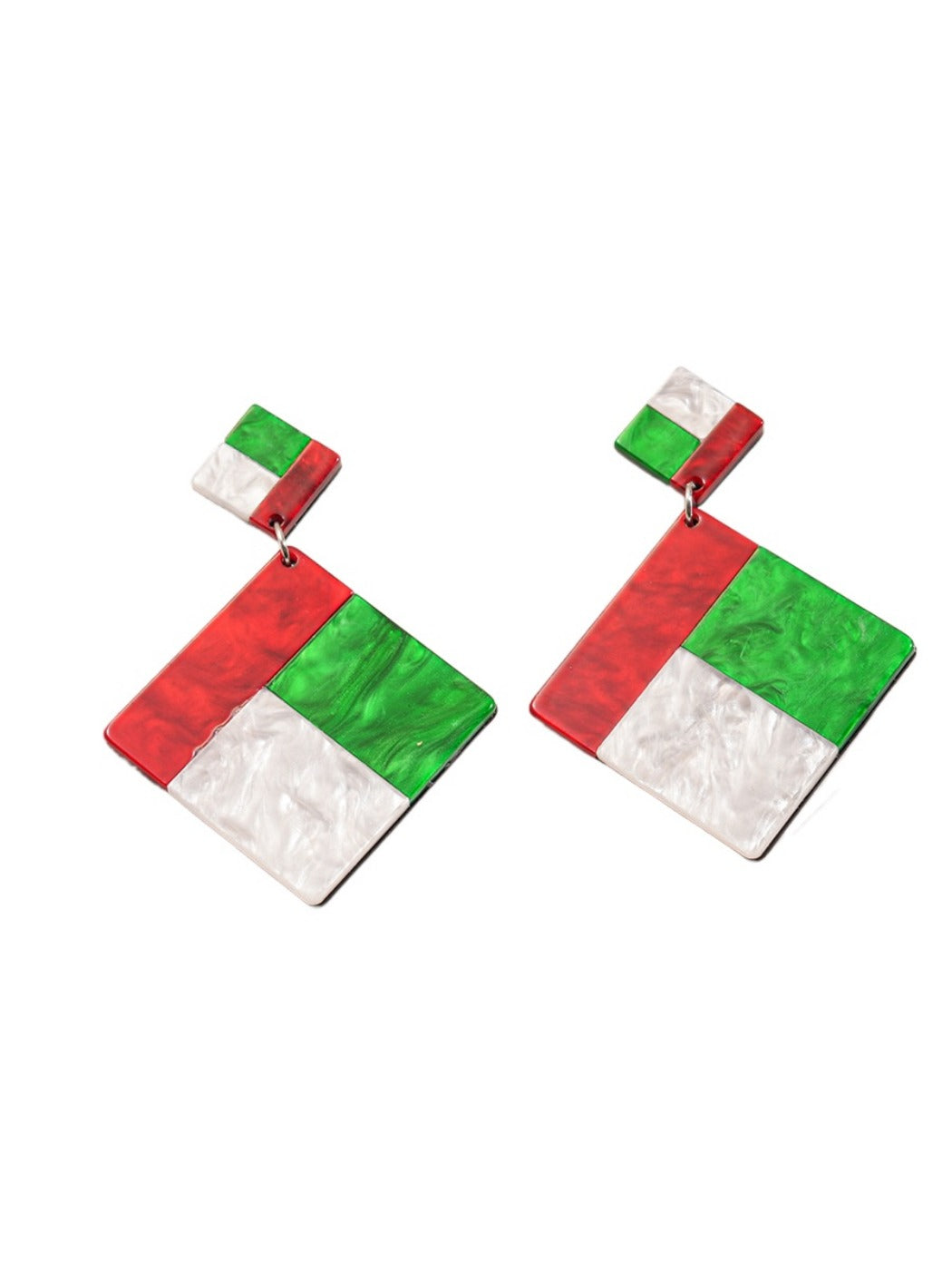 Earwish - Geometric Acrylic Color-Block Earrings – Bold & Modern
