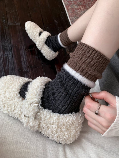Rufia - Stacked Contrast Stripe Ribbed Crew Socks