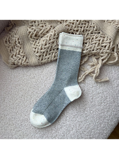 Rufia - Striped Speckled Casual Crew Socks