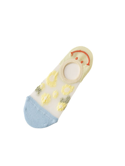 Rufia - Smiley Face Candy-colored No-Show Socks