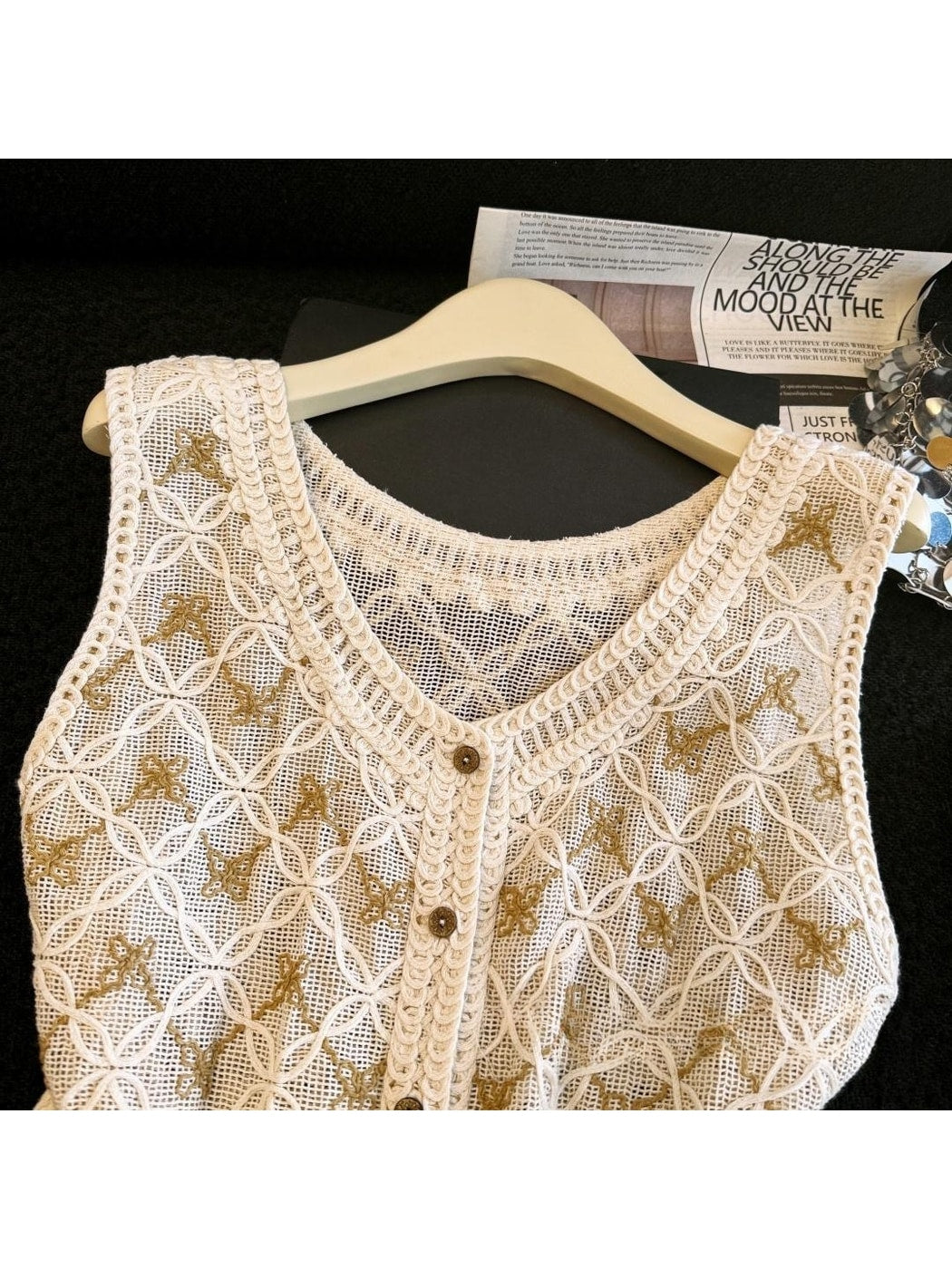 Crosa - Fitted Short Button Front Knit Vest