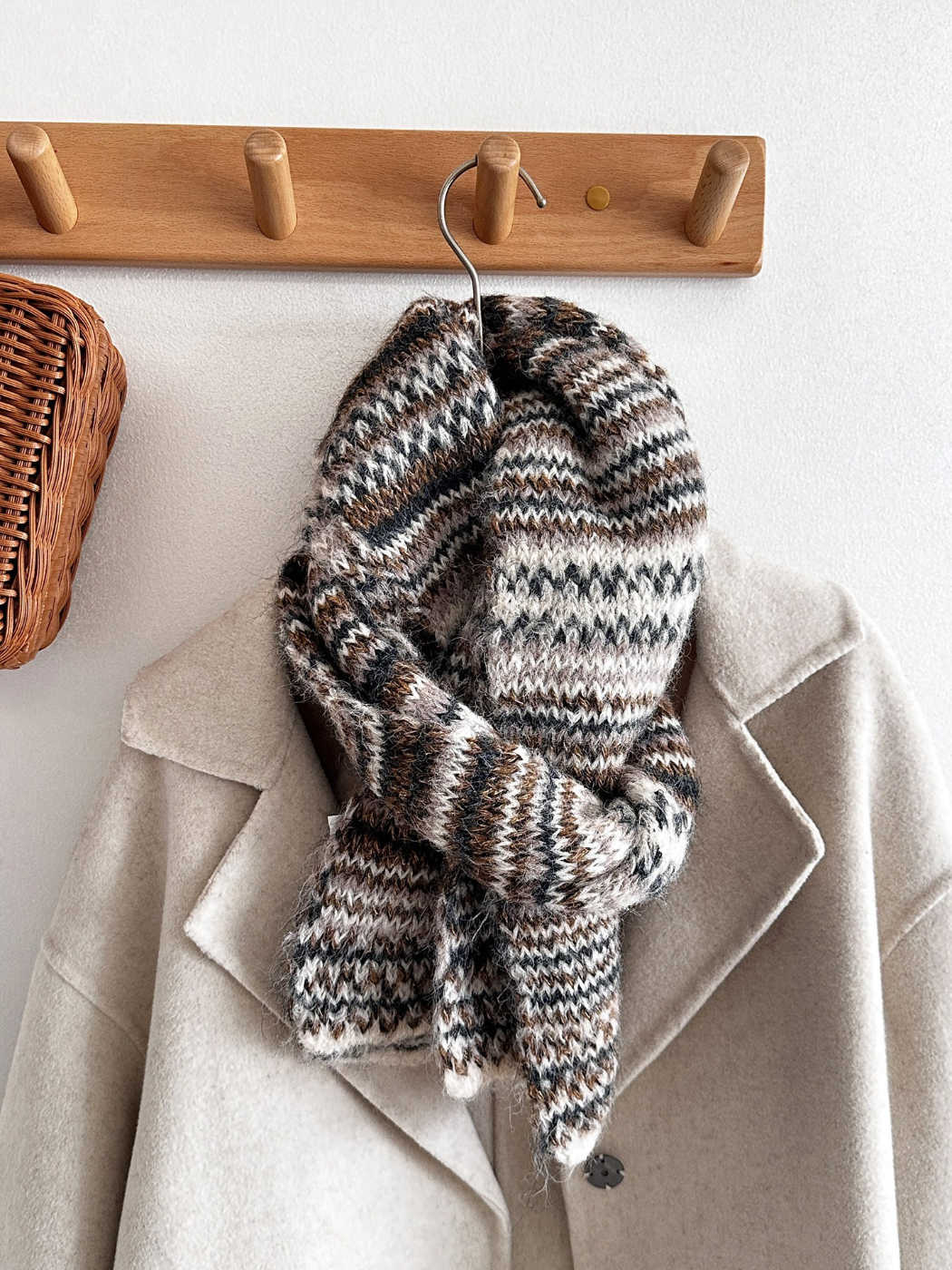 Scarvii - Fair Isle Stripe Textured Knit Scarf