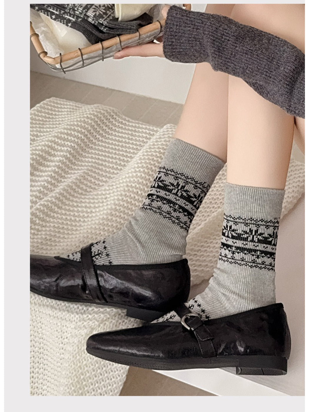 Rufia - Nordic Fairisle Pattern Crew Socks