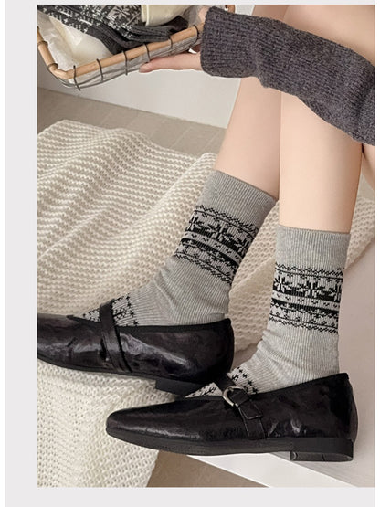 Rufia - Nordic Fairisle Pattern Crew Socks