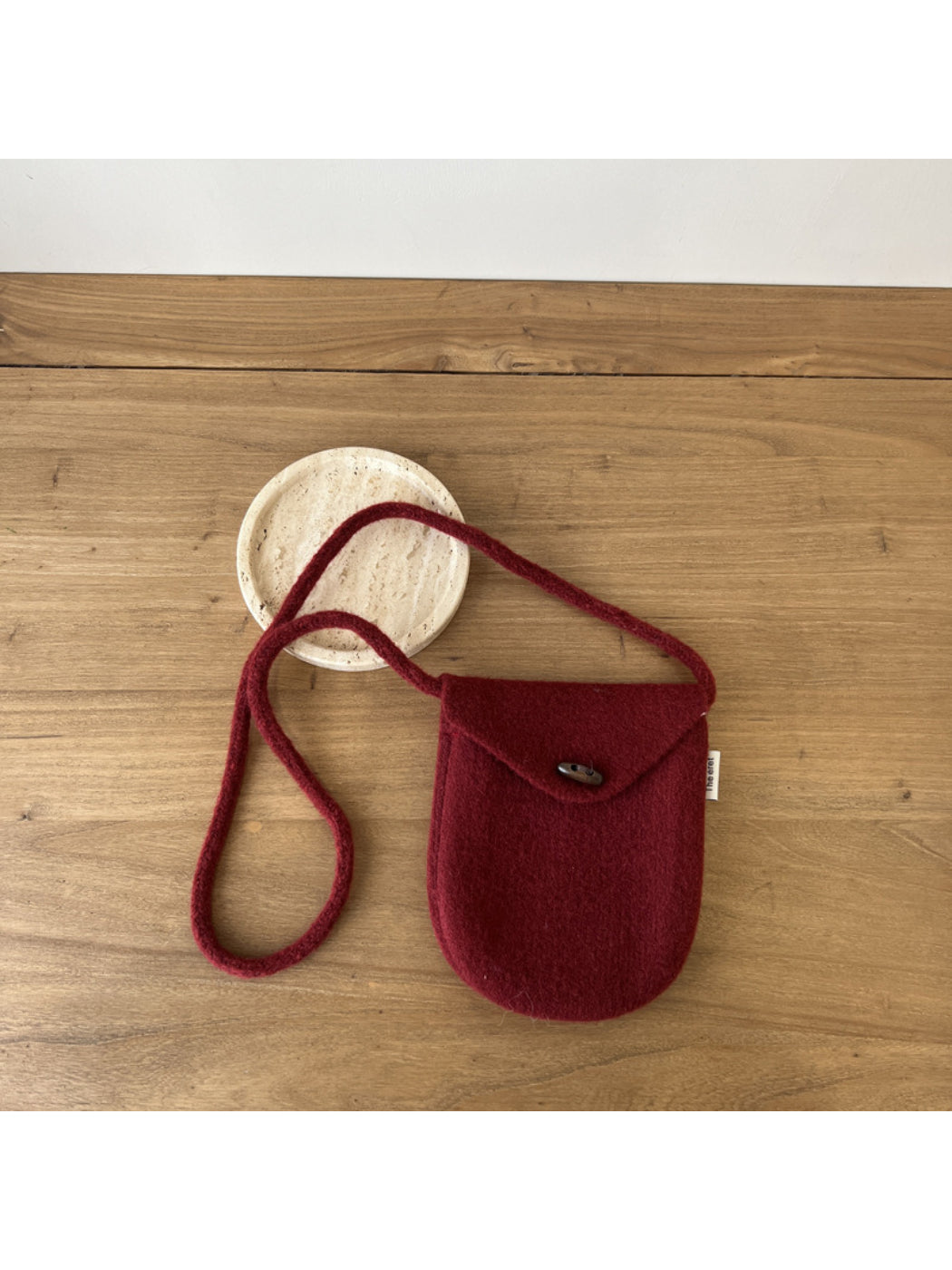 Cosbai - Rounded Knit Crossbody Bag with Button Flap