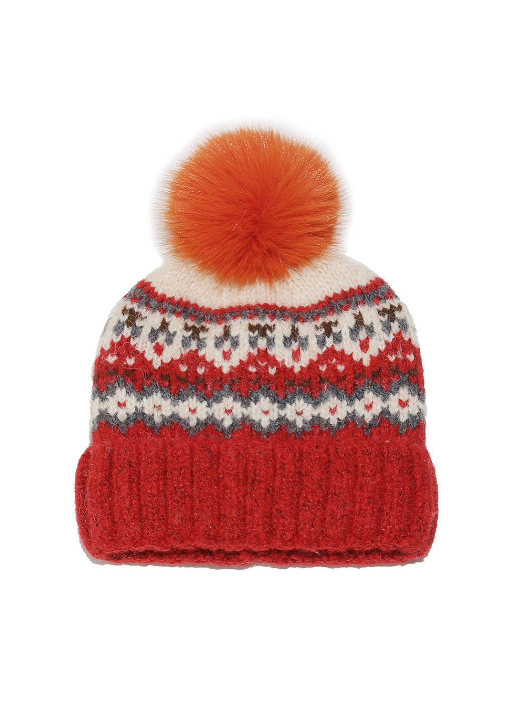 Haila Fair Isle Knit Pom Pom Beanie