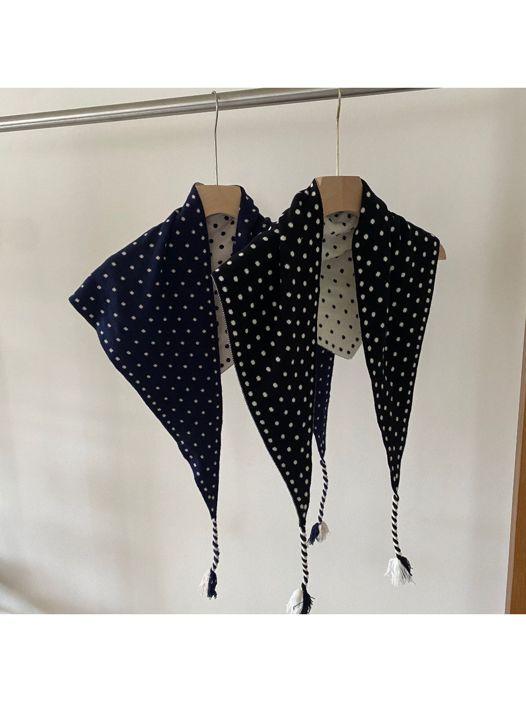 Scarvii - Polka Dot Tassel Triangle Scarf