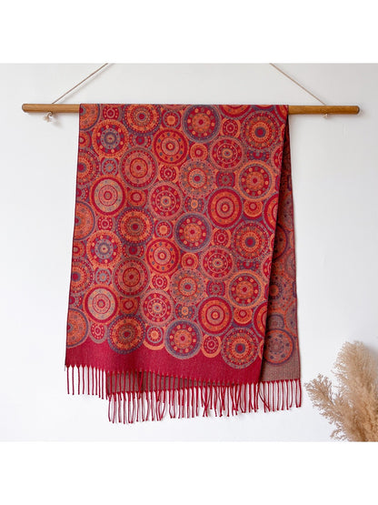 Scarvii – Circle Pattern Fringe Scarf & Wrap