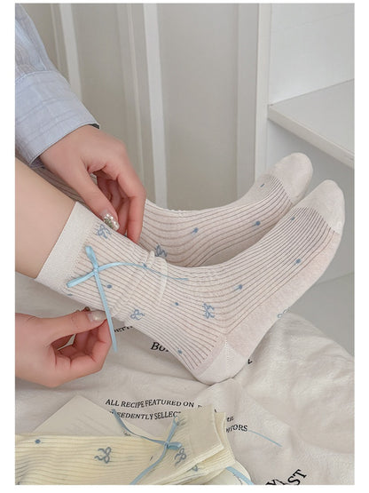 Rufia - Ribbon Detail Dotted Crew Socks product image 7