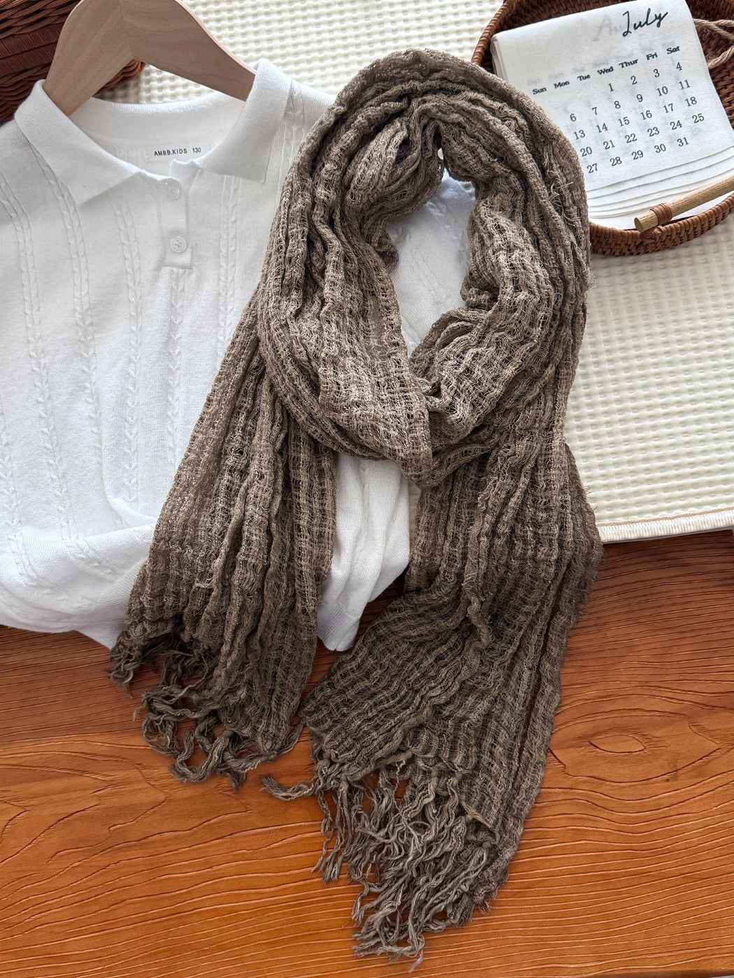Scarvii - Fringed Crinkled Texture Scarf