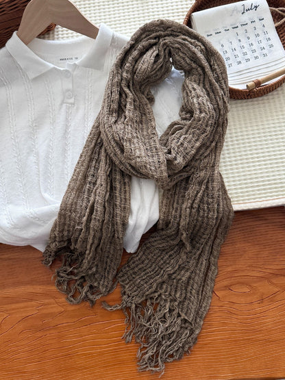 Scarvii - Fringed Crinkled Texture Scarf