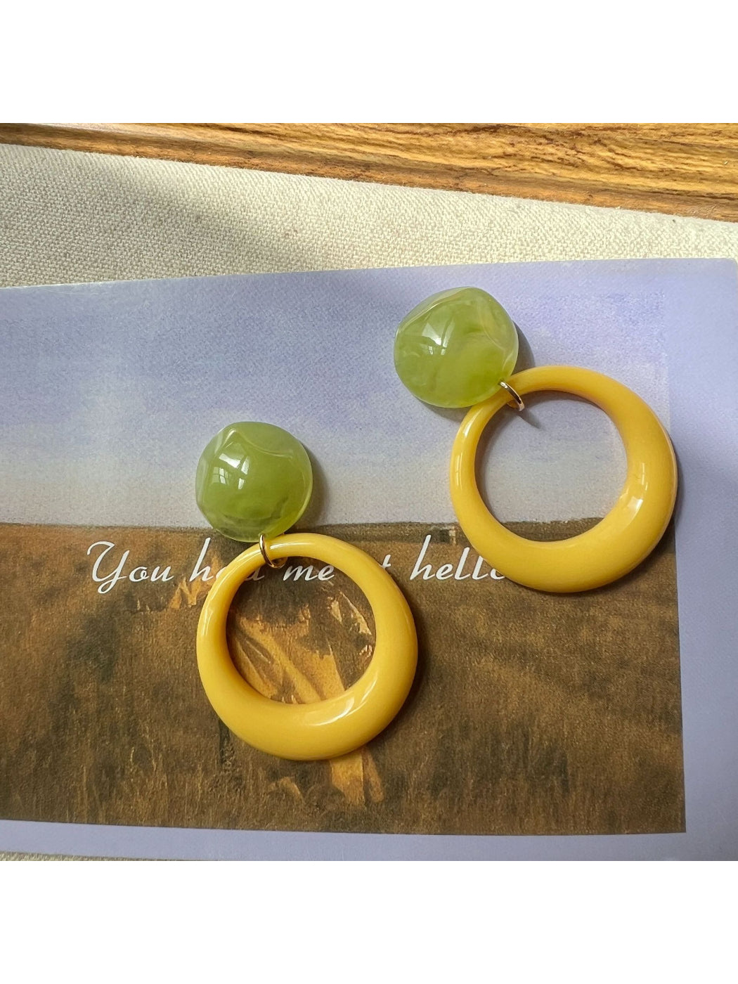 Earwish - Colorblock Circle Drop Earrings