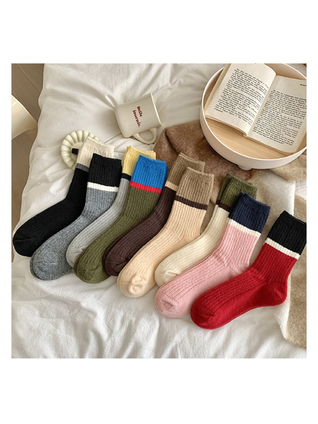 Rufia - Classic Colorblock Stripe Crew Socks