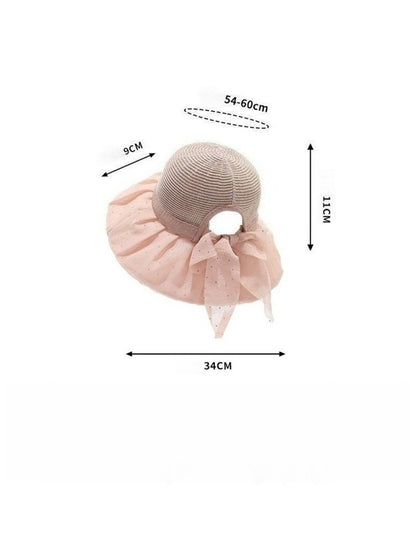 Haila - Ribbon Bow Decorate Wide Brim Bucket Hat