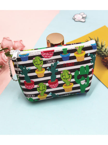 Cosbai - Cartoon Cactus Print Everyday Coin Purse
