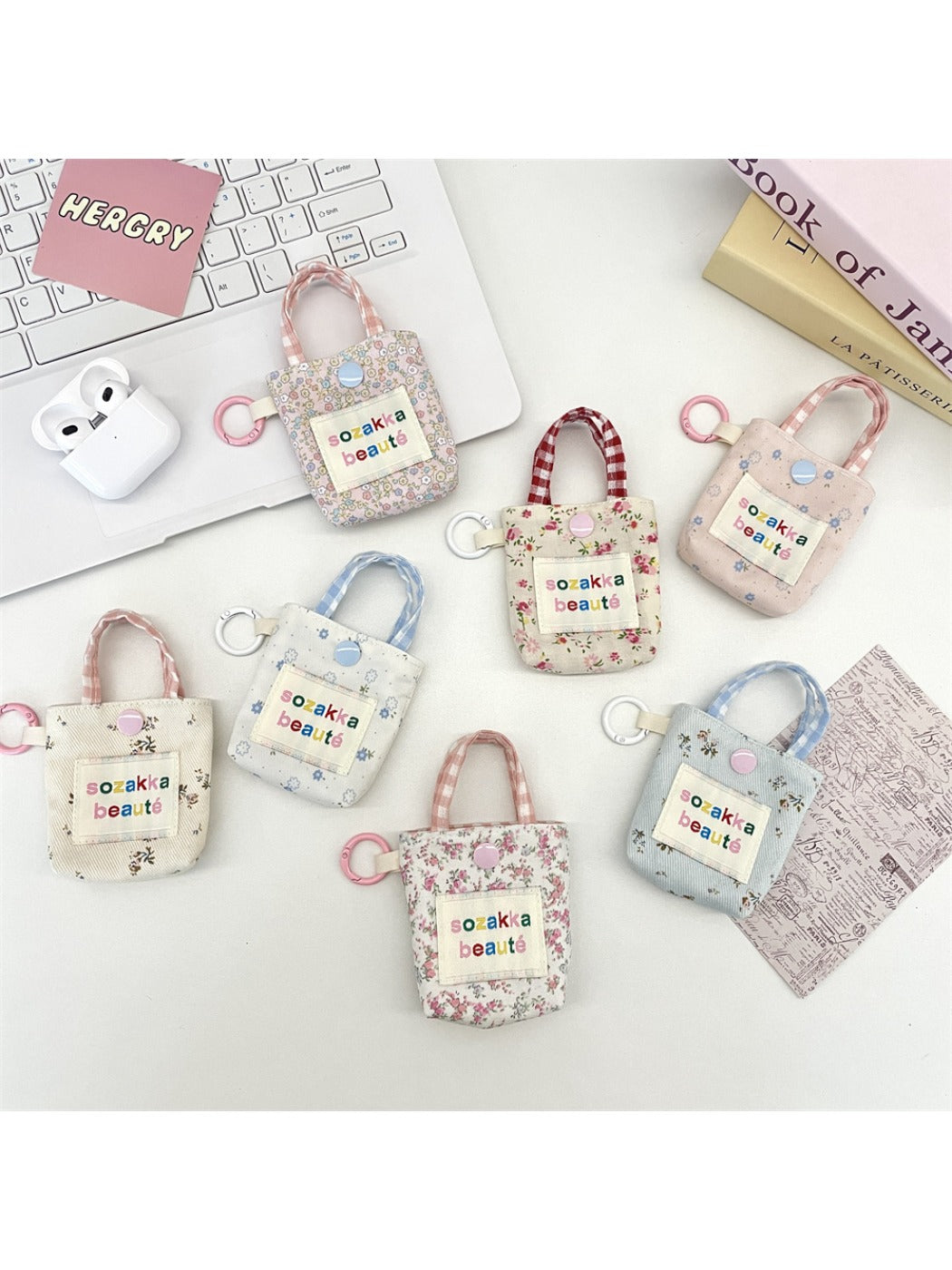 Cosbai - Floral Patchwork Mini Earphone Pouch & Coin Purse