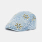 Haila floral sequin vintage newsboy cap angled to show front and side details