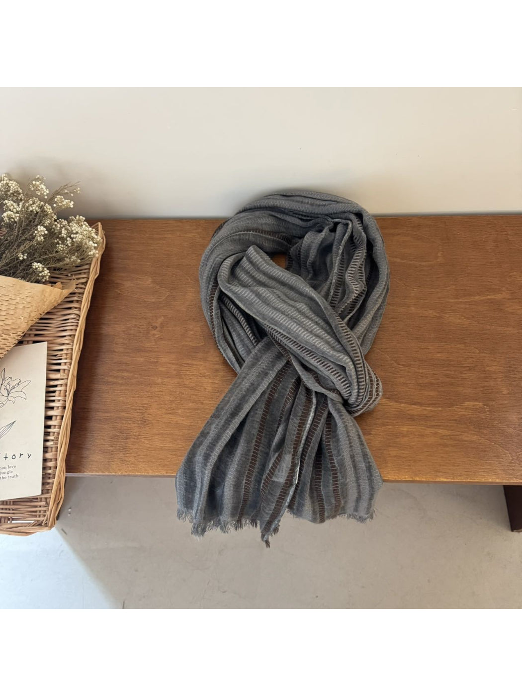Scarvii textured stripe long scarf folded on a white background