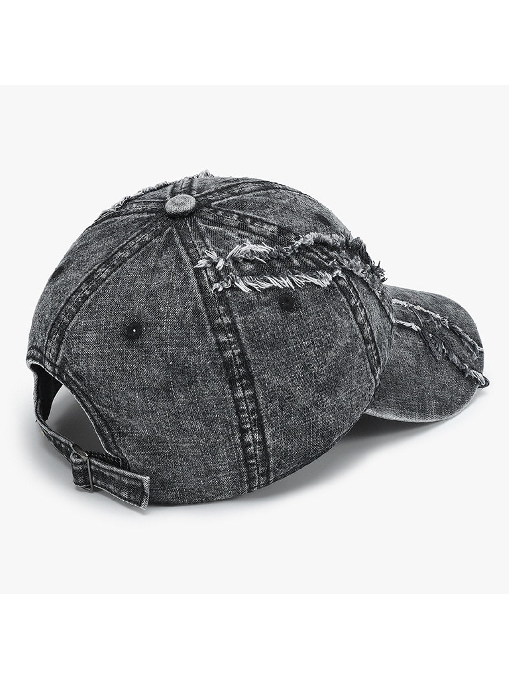 Haila - Washed Frayed Trim Curved Brim Baseball Cap