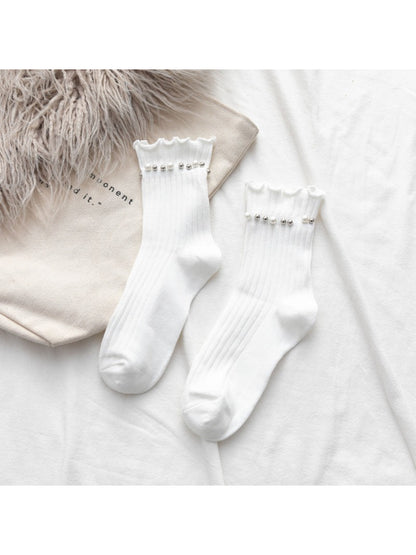 Rufia - Beaded Trim Ribbed Crew Socks product image 4