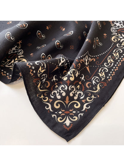 Scarvii - Paisley Print Retro Style Square Scarf