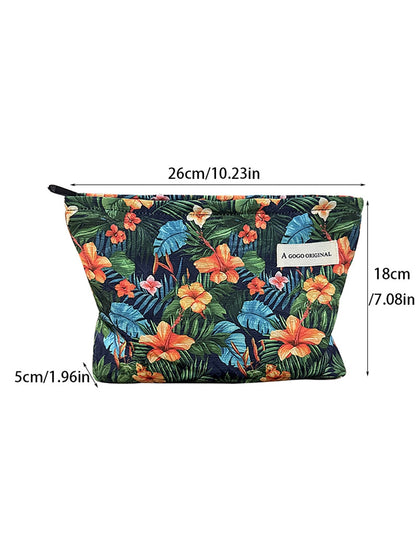 Cosbai - Tropical Plants Printed Cosmetic Organizer Bag