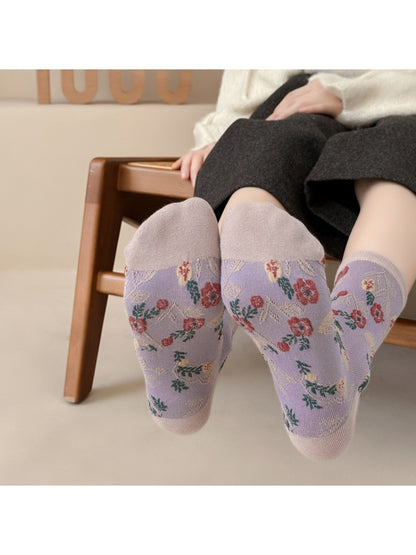 Rufia - Simple Flower Mid-Calf Socks - Chic & Sweet
