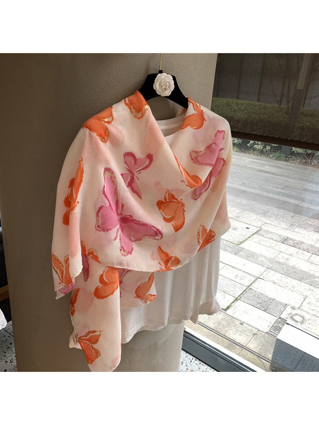 Scarvii - Butterfly Print Rectangular Shawl Scarf