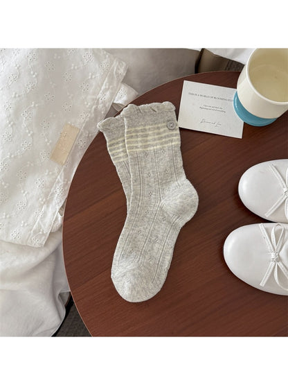 Rufia - Striped Button Detail Socks