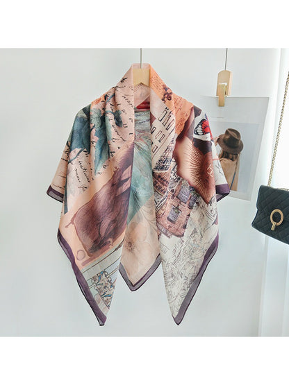 Scarvii Vintage Travel Collage Square Scarf