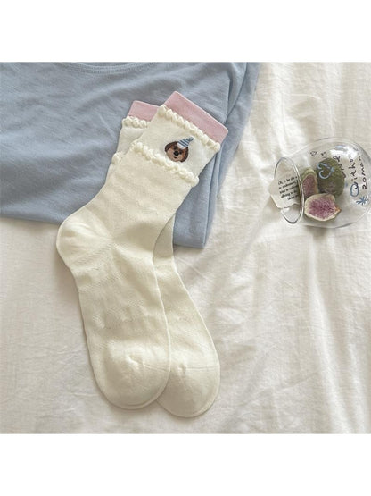 Rufia - Cartoon Dog Embroidered Crew Socks
