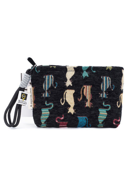 Cosbai - Cat Print Mini Canvas Makeup & Travel Bag