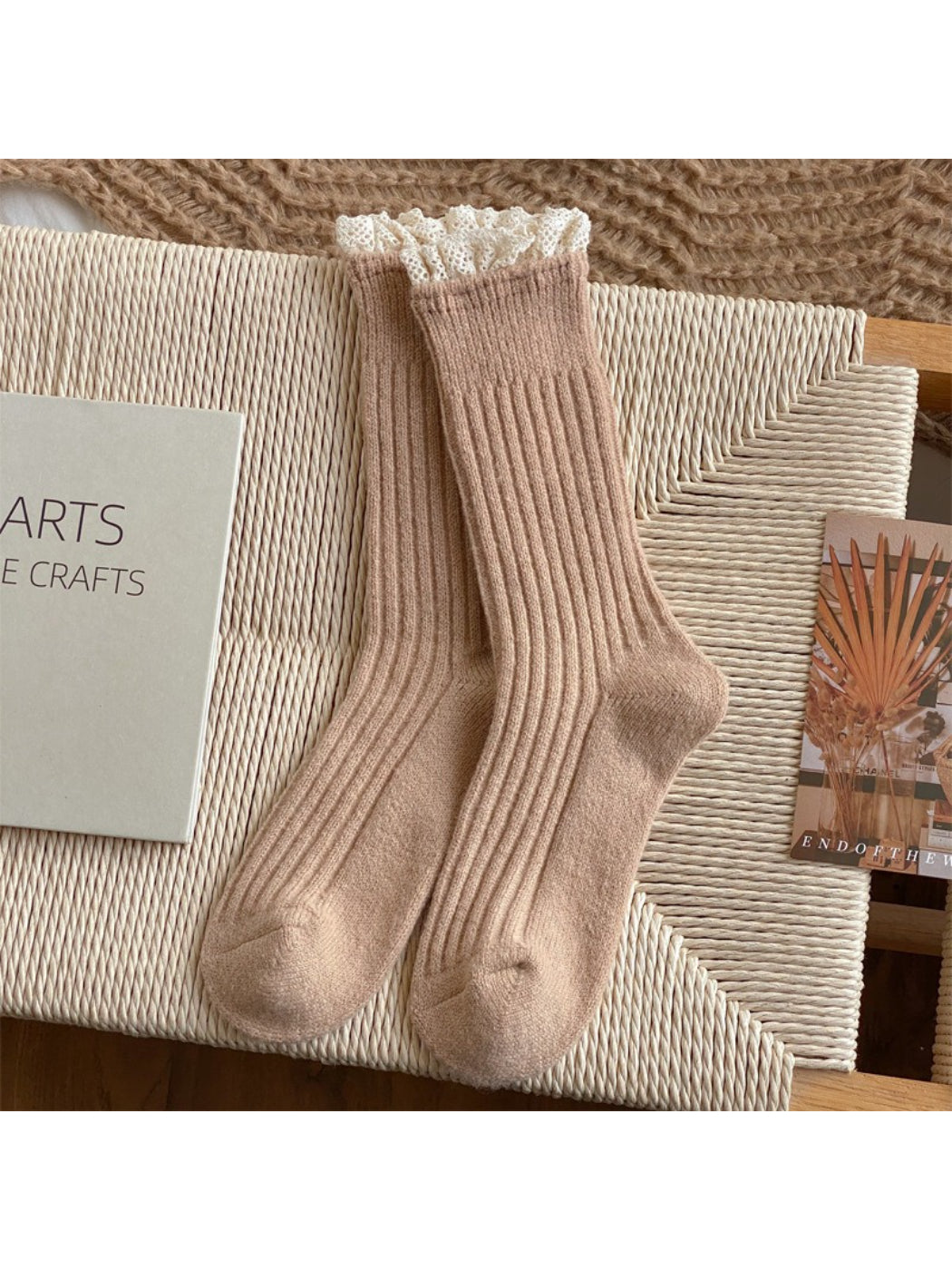 Rufia - Soft Ribbed Lace Edge Crew Socks product image 6